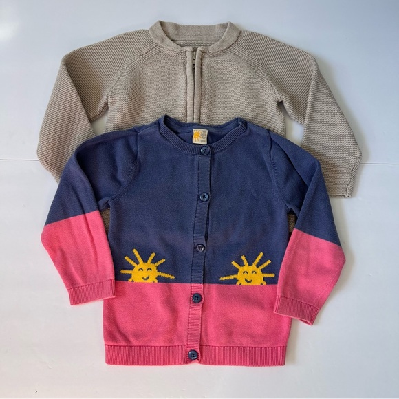 Green Button Other - Set Of 2 Green Button Blue Pink Tan Sun Button Cardigan Organic Cotton 86/92 24m